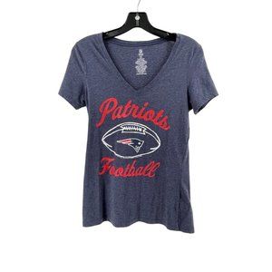 New England Patriots Football NFL Team Apparel Women's Blue Tee T Shirt Size S